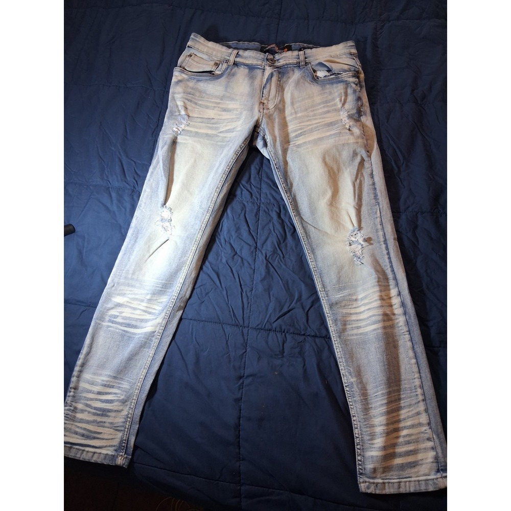 Copper Rivet‎ Slim Fit Jeans 34x32 Paint Splatter Design Zip Fly Distressed